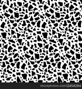Black and White Terrazzo Vector Seamless Pattern. Awesome for classic product design, fabric, backgrounds, invitations, packaging design projects. Surface pattern design.