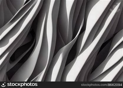 Black and white wavy seamless textile pattern 3d illustrated