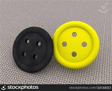 black and yellow buttons. 3d