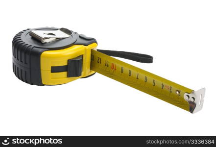 Black and yellow yardstick on a white background, isolated