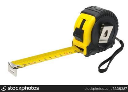 Black and yellow yardstick on a white background, isolated