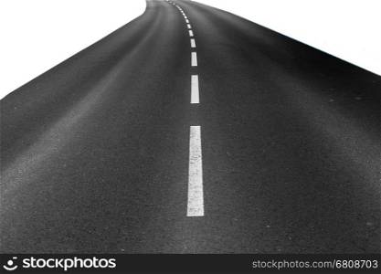 Black asphalt road isolated on white background