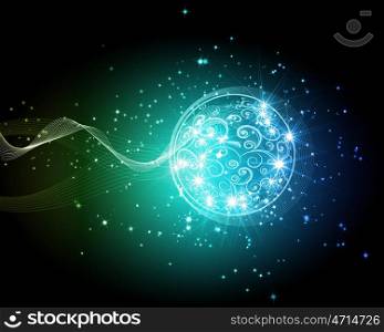 Black background with traditional Christmas decoration symbols