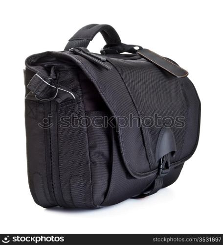 black bag for photo accessories isolated on white
