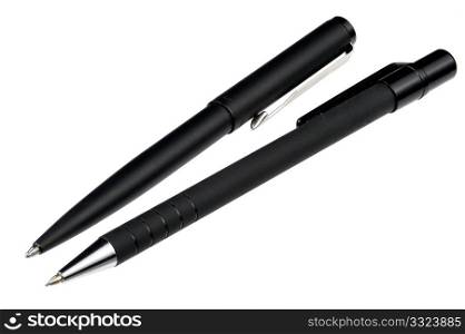 Black ball pen and the black mechanical pencil, isolated, hyper DoF