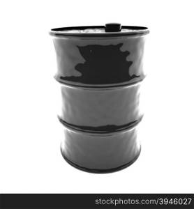 Black barrel isolated over white, 3d render, square image