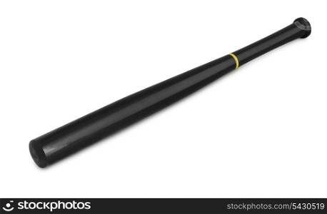 Black baseball bat isolated on white