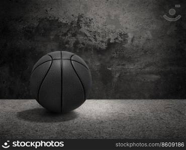 Black Basketball ball on cement wall background