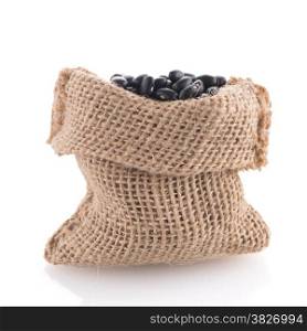Black beans bag isolated on white background.