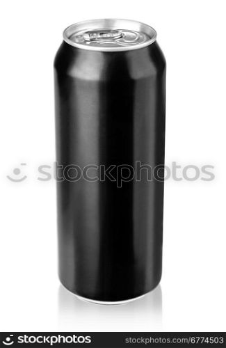 Black beer cans isolated on white background with clipping path