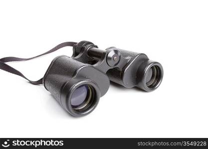 Black binoculars isolated on white background