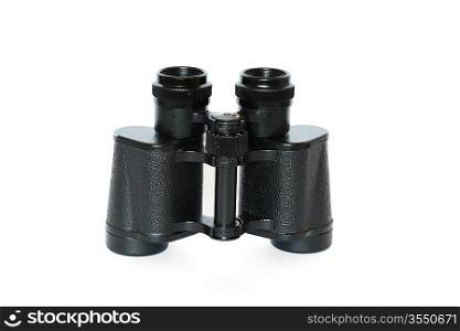 Black binoculars isolated on white background