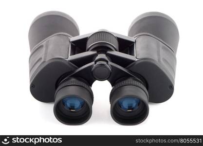 Black binoculars isolated on white background.