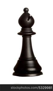 Black bishop, chess piece isolated on a white background
