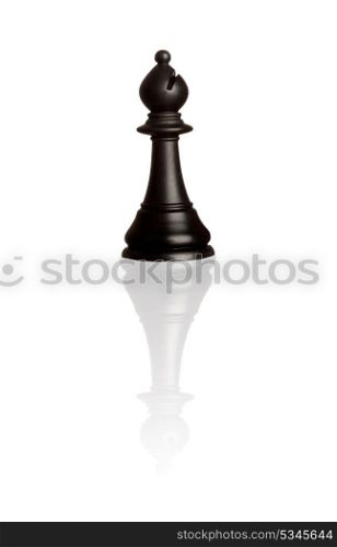 Black bishop, chess piece isolated on a white background