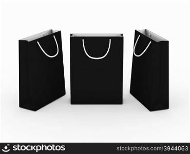 Black blank shopping bag with clipping path, ready for your texture , design or brand on it