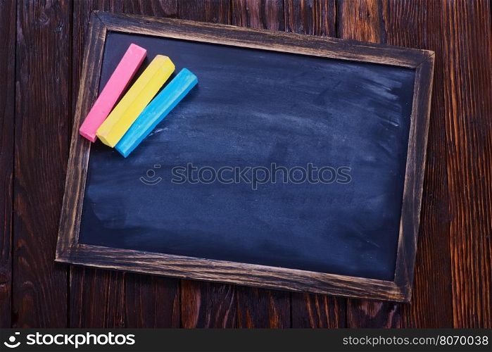black board and chalk on a table