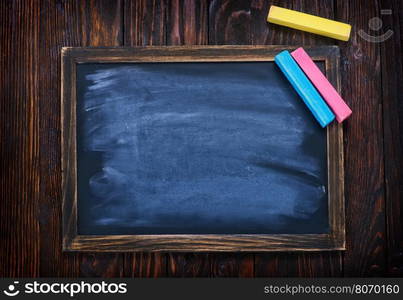 black board and chalk on a table