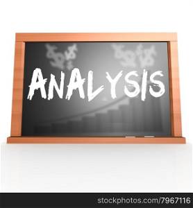 Black board with analysis word image with hi-res rendered artwork that could be used for any graphic design.