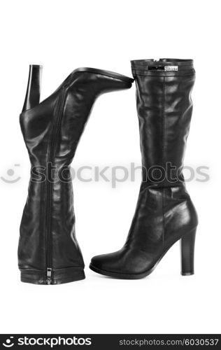 Black boots isolated on the white background