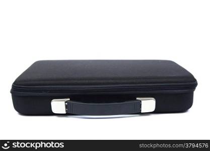 Black briefcase on white isolated background.object packshot on white background in studio.