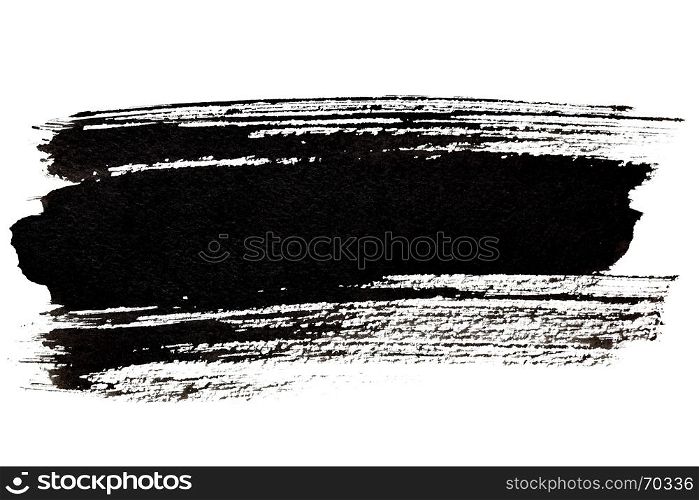 Black brush stroke closeup isolated over the white background
