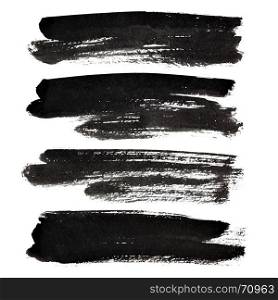 Black brush strokes isolated on the white background