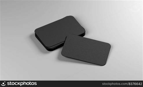 Black business cards blank mockup - template. 3d illustration