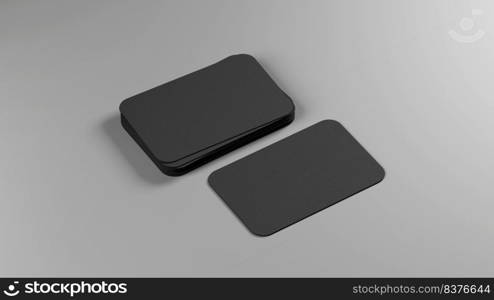 Black business cards blank mockup - template. 3d illustration