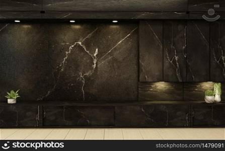 Black Cabinet wooden in white empty interior room sstyle, 3d rendering