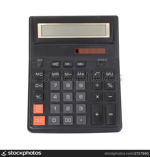 Black calculator isolated on the white background