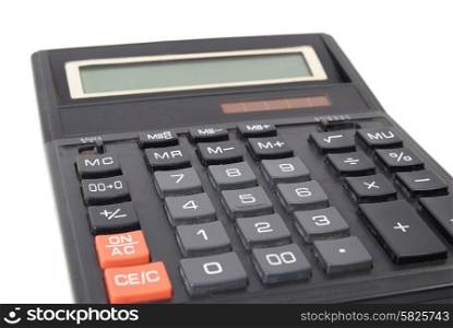 Black calculator isolated on the white background