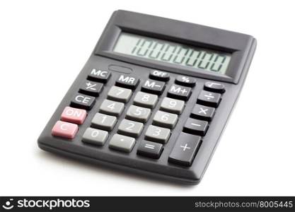 Black calculator isolated over the white background
