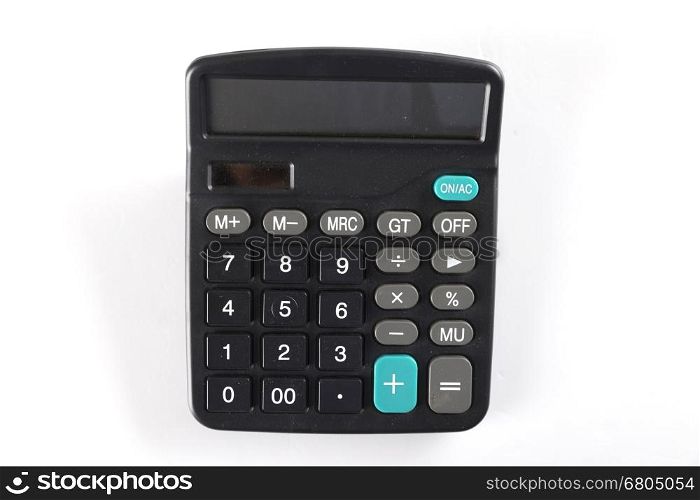 black calculator on white background