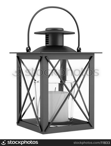 black candle holder isolated on white background. 3d illustration