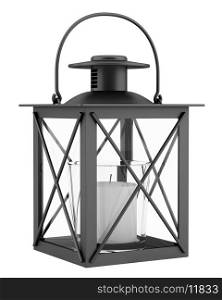 black candle holder isolated on white background. 3d illustration