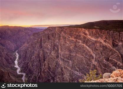 Black Canyon of Gunnison National Park landscapes at sunrise in USA