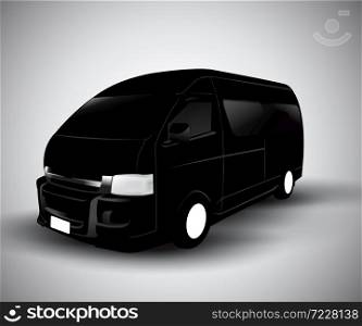 Black car, Silhouette cargo van vector illustration
