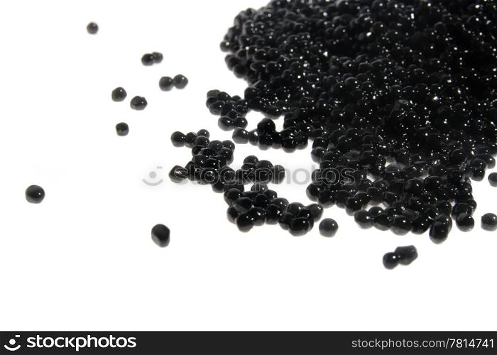 Black caviar on the white background. (Acipenser)