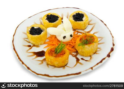 Black caviar served on bread