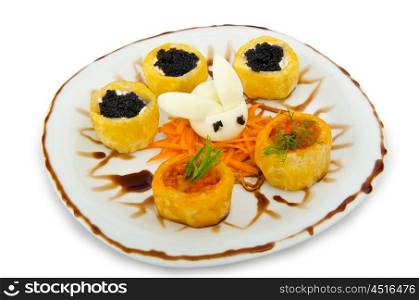 Black caviar served on bread