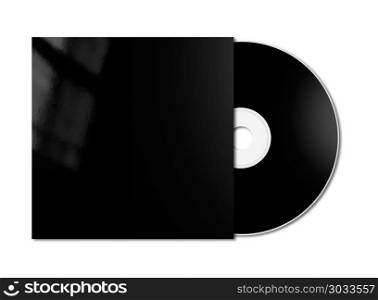 Black CD - DVD and cover mockup template isolated on white. Black CD - DVD mockup template isolated on white. Black CD - DVD mockup template isolated on white