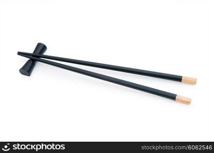 Black chopsticks isolated on the white