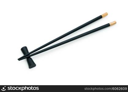 Black chopsticks isolated on the white