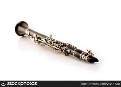Black clarinet isolated on white background