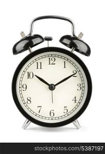 Black classic style alarm clock isolated on white