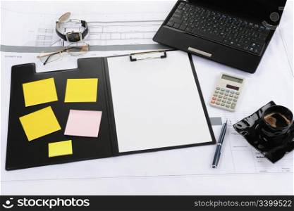 Black clipboard with copy space on the table