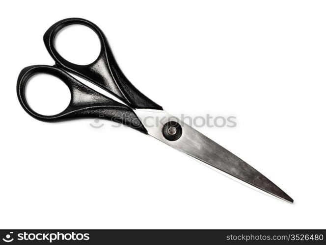 black closed scissors isolated on white