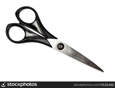 black closed scissors isolated on white