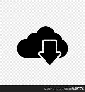 black cloud download vector icon in flat design on transparent background. Eps10. black cloud download vector icon in flat design on transparent background
